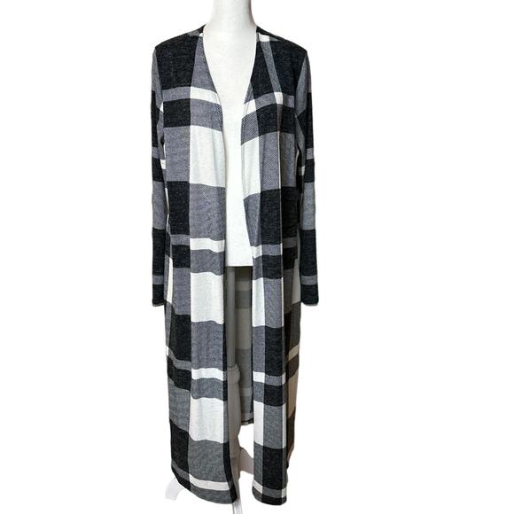 Eden In Love‎ Sweater Womans Large Plaid Cardigan Open Front Hawaii - Picture 1 of 9